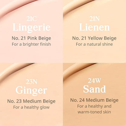 CLIO Kill Cover Mesh Glow Cushion Foundation ([Refill Included] 15g*2, 21C LINGERIE), Glass Skin, Long-Lasting, Lightweight, Buildable Coverage, Glowy Skin Makeup