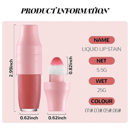 DAGEDA Lip Tint Stain, Glossy Lip Colour with Soft Big Brush Head, Easy to Color Lip Gloss,Moisturizing,Highly Pigmented Liquid Lipstick,Dual Use Lip & Cheek Tint Fun Lip Makeup (Peachy)