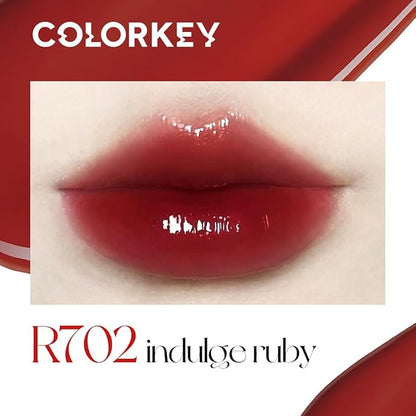 COLORKEY Lip Gloss Mirror Series, Hydrating Lip Gloss with Essential oil, High Shine Glossy Lip Tint, Hydrated & Fuller-looking Lips, Long-Lasting Liquid Lipstick(R702)