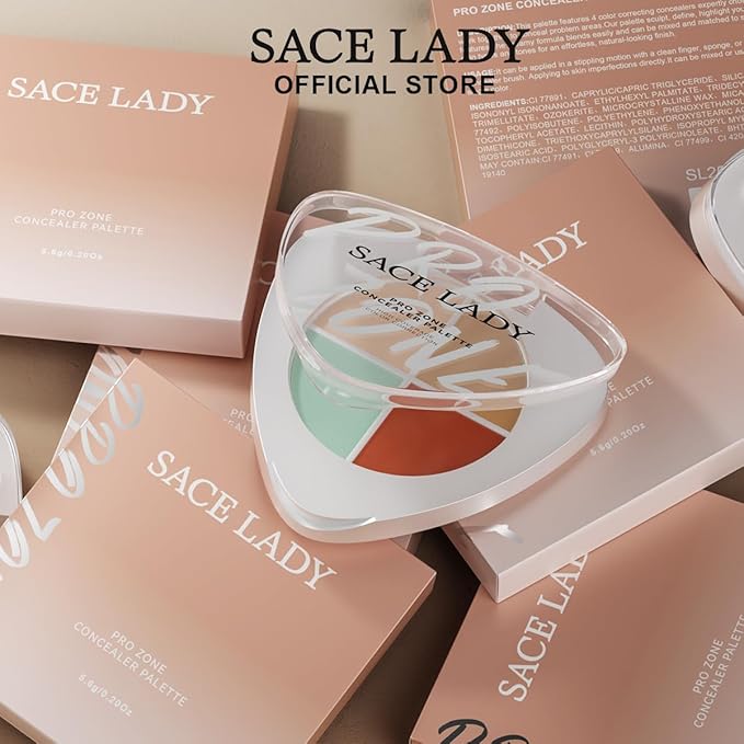 SACE LADY 4 in 1 Concealer Palette, 4 Colors Face Eye Brow Correcting Contour Cream Palette Full Covers Undereye Dark Circles, Blemishes, Redness (1pc concealer palette)