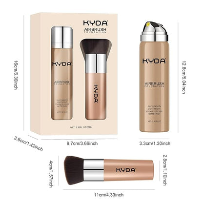 KYDA AirBrush Foundation Spray, Silky Foundation Mist Makeup, Flawless Coverage for Smooth Creamy Nude Finish, Breathable Blendable Lasting Formula, Moisturizing Makeup Primer-#118 Light Beige