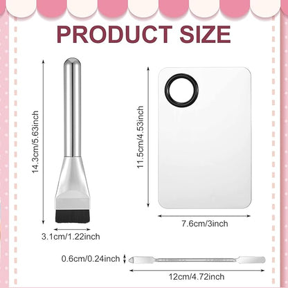 3Pcs Make up Spatula Set, Makeup Mixing Palette Tray & Foundation Spatula & Brush, Make up Accessories Set for Women Girl Korean Makeup Facial Cosmetic Nail Art Tool