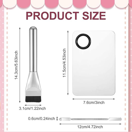3Pcs Make up Spatula Set, Makeup Mixing Palette Tray & Foundation Spatula & Brush, Make up Accessories Set for Women Girl Korean Makeup Facial Cosmetic Nail Art Tool