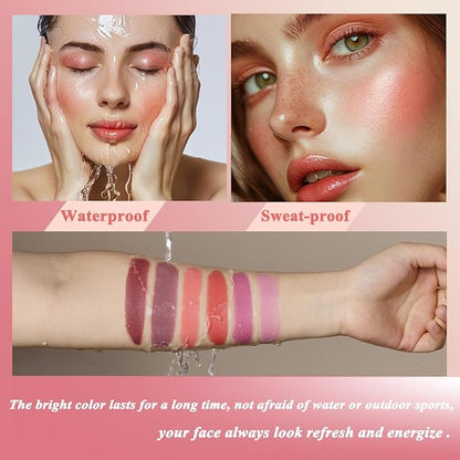 Cream Blush stick, Natural-Looking Matte Finish Makeup Blush stick, Hydrating Long Lasting Lightweight Blendable Blush for cheeks (#3 Bright Coral, 1 PC)