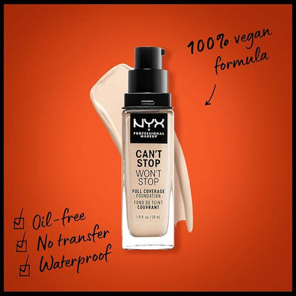 NYX PROFESSIONAL MAKEUP Can't Stop Won't Stop Foundation, 24h Full Coverage Matte Finish - Pale