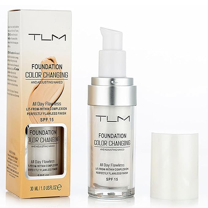 TLM Foundation Color Changing, Flawless Full Coverage Natural Color Warm Complexion Moisturizing Foundation.