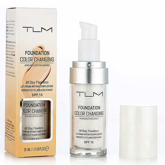 TLM Foundation Color Changing, Flawless Full Coverage Natural Color Warm Complexion Moisturizing Foundation.