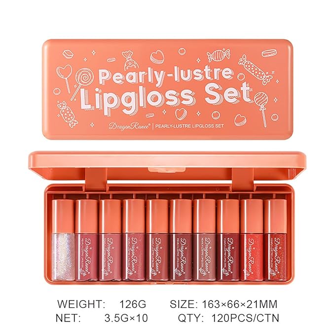 10 Colors Lip Tint Stain Set, Korean Plumping Lip Gloss Watery Lip Stain, Multi-use for Mini Liquid Lipstick & Cheek Tint Long Lasting Vivid Color #01