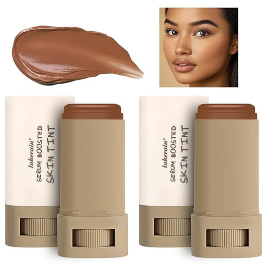 2Pcs Foundation Stick Beauty Balm Serum Boosted Skin Tint, Solid Tinted Moisturizing Serum Contour Stick Foundation Face for Women, Hydrates, Natural Finish Makeup (#3, 3))