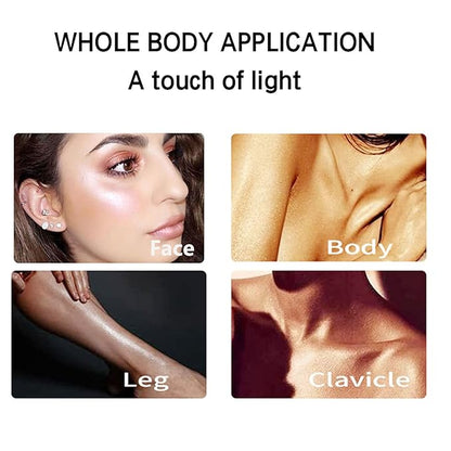 Shimmering Face Highlighter Makeup Palette Glitter Face Highlight Contouring Makeup Palette Smooth Glitter Powder Nose Eye Contour Palettes Glow Illuminator for Face & Body Cosmetics (Champagne Gold)