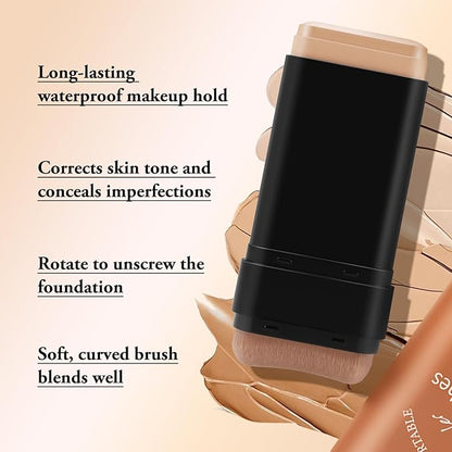Boobeen Full Coverage Foundation Stick, Cream Foundation Makeup With Brush, Longwear Concealer And Contour Stick With Matte Finish To Cover Blemishes
