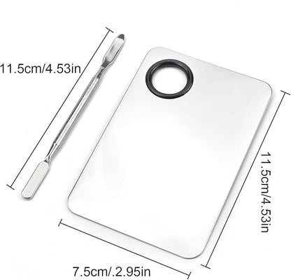 Makeup Mixing Palette, Stainless Steel Makeup Palette, Professional Cosmetic Mixing Makeup Palette Spatula Makeup Artist Tool