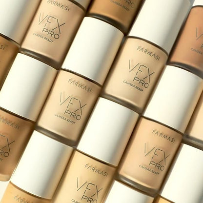 FARMASi Vfx Pro Foundation, Full Coverage Liquid Cream, Lightweight Long Lasting Coverage, Breathable Skin Moisturizer with Color True Matte Blending, Face Makeup, 1 fl. oz / 30 ml - NATURAL BEIGE N12
