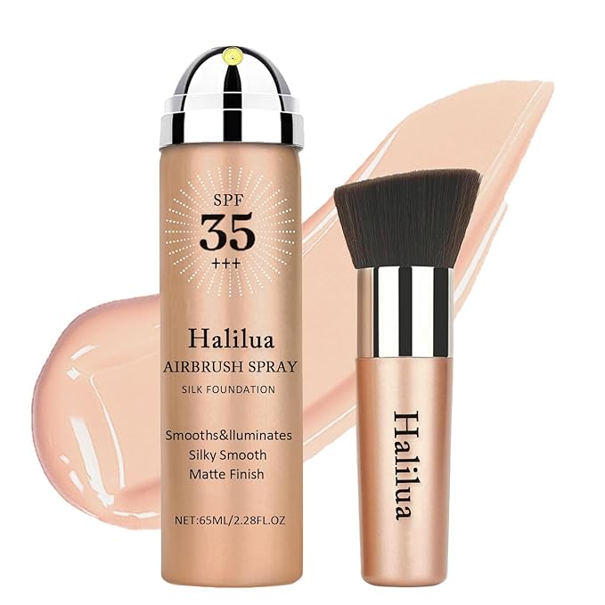 Sunscreen Airbrush Foundation Makeup Spray,SPF 35, Full Coverage Foundation for Mature Skin,Silky Mist Spray Makeup,Long Lasting Waterproof Concealer for Color Correction(#03 Nude)