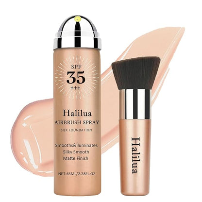 Sunscreen Airbrush Foundation Makeup Spray,SPF 35, Full Coverage Foundation for Mature Skin,Silky Mist Spray Makeup,Long Lasting Waterproof Concealer for Color Correction(#03 Nude)