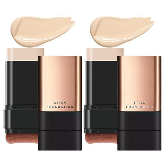 2 In 1- Luxury Anti-Wrinkle Foundation Stick, Korea Flawless Eraser Foundation Stick With Brush, Contour Stick Foundation Face Stick, Makeup Eraser Korean Foundation Stick (Brilliant White * 2)