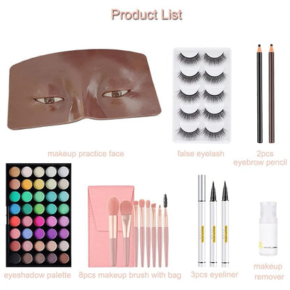 3D Realistic Makeup Practice Face Board Set With Kit for Professional Artists, Students and Beginners - Eyes and Eyeshadow Training Mannequin