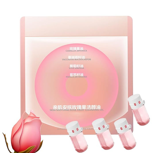 20Pcs Cleansing Oil Mini,Portable Natural Makeup Remover Oil,Nourishing and Gentle for All Skin Types,Rose,2 ml/0.07 fl.oz