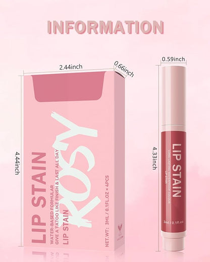 Lip Liner Stain Pen Set-4Pcs Matte Lip Tintr, Longlasting Waterproof Smudgeproof Lip Color, Hydrating Lip Stain Liquid Lip Liner Pencil, Precise Chisel Tip, Lip Makeup Gift for Women-4Pcs