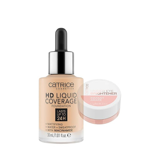 Catrice | HD Liquid Coverage Foundation 08 & Under Eye Brightener 10 Light Rose | Full Coverage Makeup | Vegan & Cruelty Free