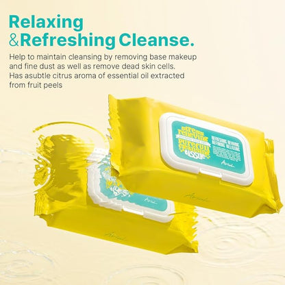 Ariul Stress Relieving Purefull Cleansing Tissue – Gentle & Hydrating Makeup Remover Wipes, Korean Skin Care with Natural Ingredients, 80 Counts × 2 Packs