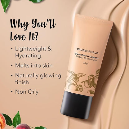 Peaches N Cream Tinted Face Moisturizer | Non Oily Lightweight Gel Formula | Blends Easily | Lightly Tinted Cream for Radiant Glow | 1.23 Oz (35g)