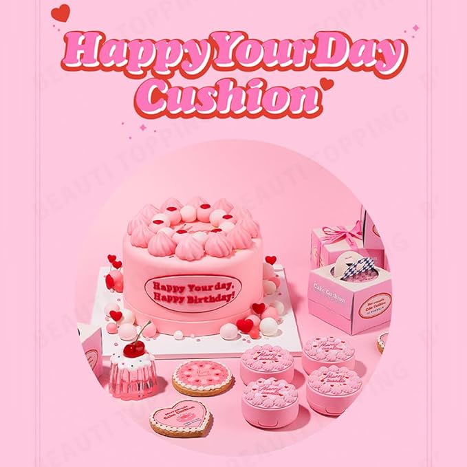 Happy Your Day Cushion, SPF40 PA++, Full Coverage, Pore Blurring, Hydrating Makeup, Korean Cushion Foundation with – Includes Puff & Refill (01 Ivory, 1 Count)