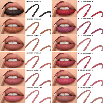 12 Colors Lip Liner Set, Matte Finish Series Lip Liners Pen Kit for Women, Long Lasting Waterproof Smooth High Pigmented Lip Pencil for Daily Makeup (Set B)