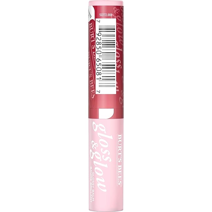 Burts Bees Gloss and Glow Glossy Balm, 100% Natural Origin, Eat, Drink and Be Cherry, 1 Tube (Pack of 2)