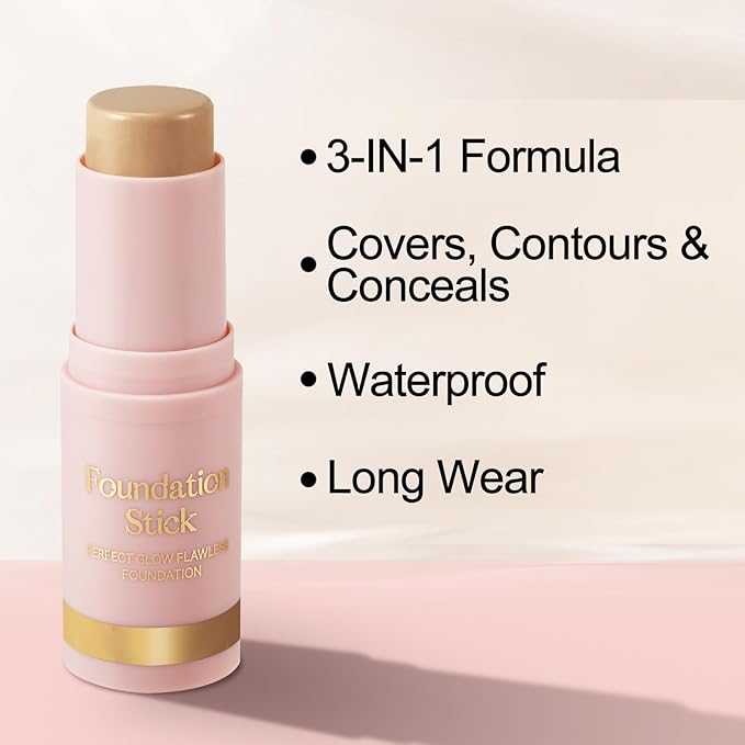 Matte Foundation Stick,Long Wear Multi-Use Face Makeup and Contour Stick for Natural,Lightweight,Waterproof