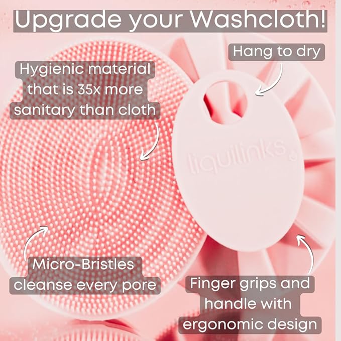 Face Buffer for Washing Face, Reducing Pore Size and Cleansing Skin - Silicone Spa Accessory - Essential Skincare Tool for Teen Girls Blush Pink