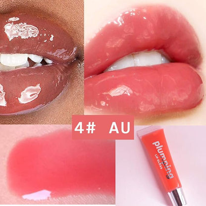 MAEPEOR Plumping Lipgloss 9 Colors Moisturizing Lip Plumper Shiny Jelly Lip Gloss Natural Liquid Lipstick for Women and Girls (High Shine, 04#Coral Red)