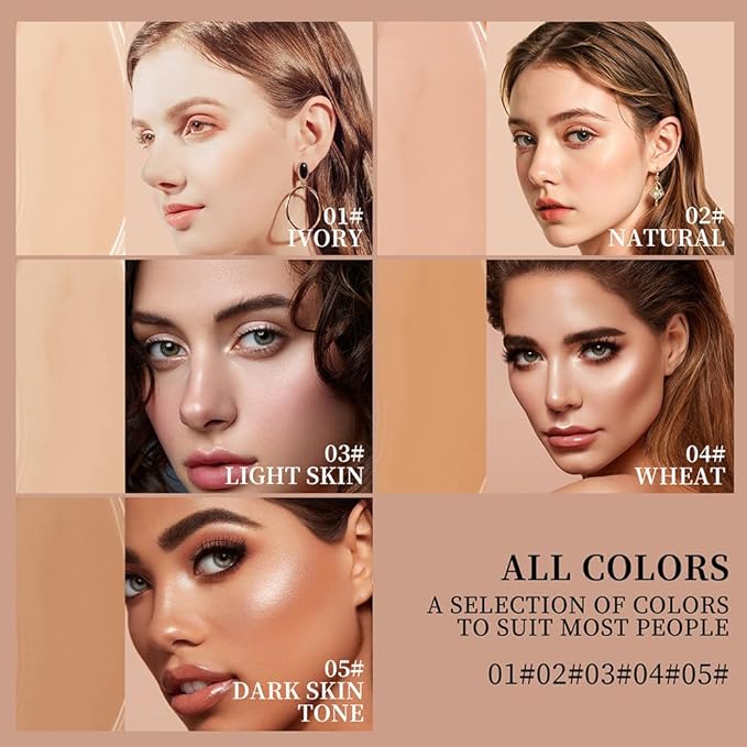 3-in-1 Foundation Stick Beauty Balm Serum Boosts Skin Tone, Solid Tinted Moisturizing Serum Contouring Foundation for Women, Natural Finish, Buildable Medium to Full Coverage(01#IVORY)