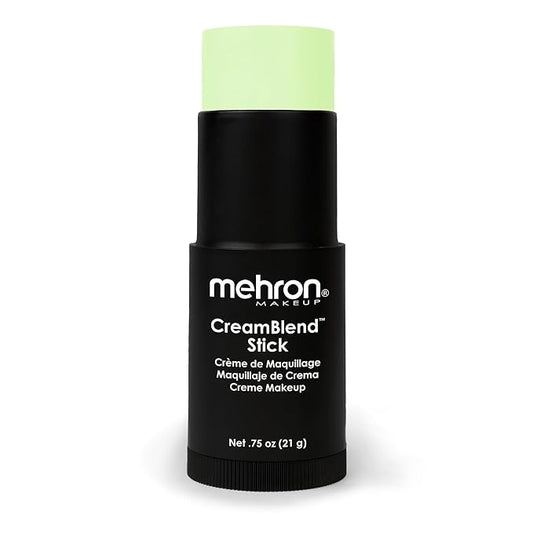 Mehron Makeup CreamBlend Stick | Face Paint, Body Paint, & Foundation Cream Makeup | Perfect for Halloween .75 oz (21 g) (Pastel Green)
