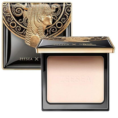 ZEESEA Pressed Powder The British Museum Egypt Series Long Lasting Oil Control Facial Finishing Brighten Setting Powder Multi-use Foundation (#01 Ivory White)