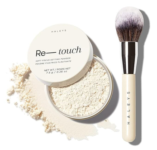 HALEYS Flawless Finish Set (Translucent Fair): Re-touch Soft Focus Loose Setting Powder, Skin Perfecting, Blurs, Smooths, No flashback, for All Skin Types and Tones,Streak-free, Perfect Blending