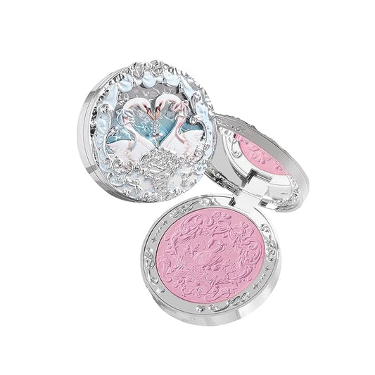 Flower Knows Swan Ballet Embossed Blush 03 Silky Ribbon+Butterfly Cloud Collar Angled Powder Brush Pearly Moonlight
