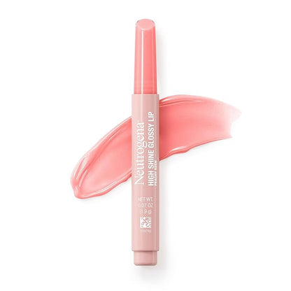 Neutrogena High Shine Glossy Lip with Maracuja Oil + Vitamins & Antioxidant Vitamin E, Nourishing Glossy Lip, Non-Retractable, Pigmented For Buildable Color, Peachy Keen, 0.07 oz