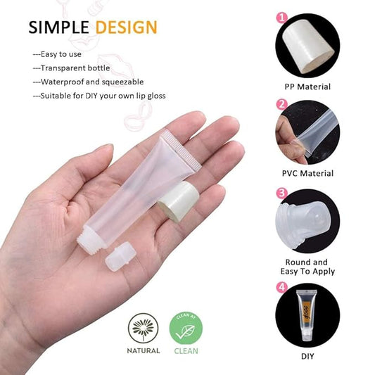 AMORIX 6 Packs Lip Gloss Tubes 5ml White Cap Lip Gloss Containers Empty Lip Balm Tubes Cosmetic Squeeze Lipgloss Tubes for DIY Lip Gloss Base