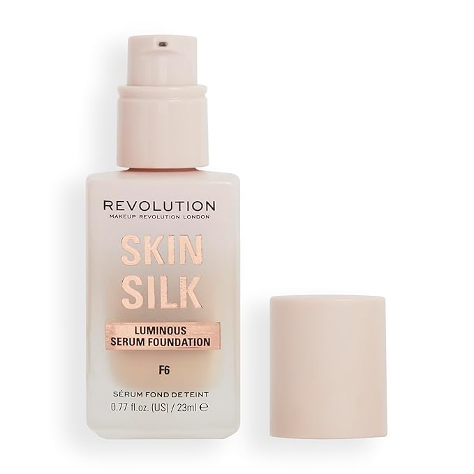 Revolution, Skin Silk Serum Foundation, Light to Medium Coverage, Lightweight & Radiant Finish, Contains Hyaluronic Acid, F6 Light Skin Tones, 0.77 fl oz
