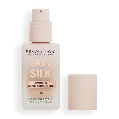 Revolution, Skin Silk Serum Foundation, Light to Medium Coverage, Lightweight & Radiant Finish, Contains Hyaluronic Acid, F6 Light Skin Tones, 0.77 fl oz