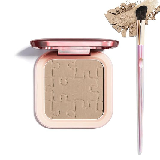 Cream Contour Powder Palette Kit with Brush & Mirror, Matte Bronzer Cool Toned Contour Powder Palette for Face Sculpting Makeup (#C03 Taupe)