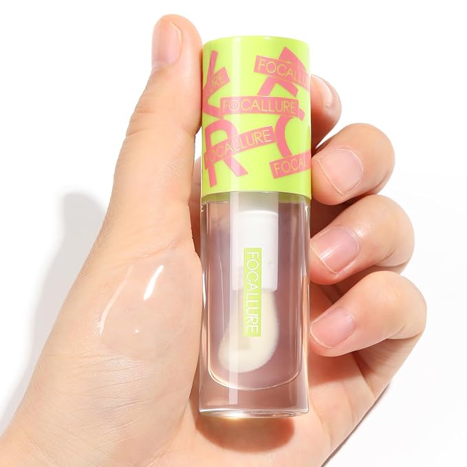 FOCALLURE Lip Oil,Moisturizing,Hydrating Lip Gloss,Transparent Toot Lip Glow Oil,Shiny Glossy Finish,Non-Sticky,Long Lasting,Tinted Lip Balm for Dry Lips and Lip Care,Splash Pool