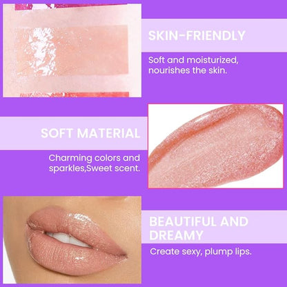 Glitter Liquid Lip Gloss,Beige Shimmer Lipstick, Waterproof Shimmer Lip Stain Lip Glaze, High Shine Long Lasting Shiny Lip Color Makeup 07#