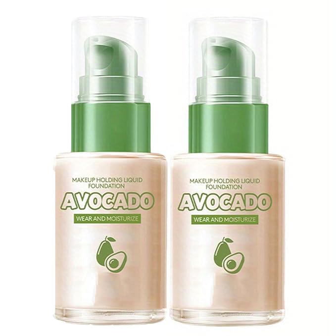 Avocado Oil Control Liquid Foundation, 2 Pack Moisturizing, Pore Isolating, Long Lasting Coverage, Ivory