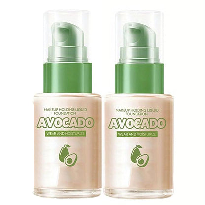 Avocado Oil Control Liquid Foundation, 2 Pack Moisturizing, Pore Isolating, Long Lasting Coverage, Ivory