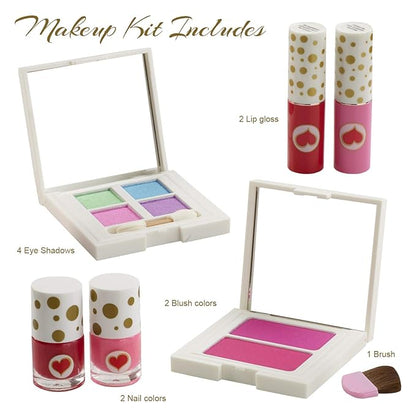 Toysical Makeup Kit for Teens - “LOVE” Makeup Gift Set for Young Teens, Girls or Women - Includes Eyeshadow Palette, Lip glosses, Blushes, Nail Polishes - Full Starter Kit for Beginners