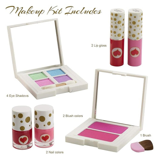 Toysical Makeup Kit for Teens - “LOVE” Makeup Gift Set for Young Teens, Girls or Women - Includes Eyeshadow Palette, Lip glosses, Blushes, Nail Polishes - Full Starter Kit for Beginners