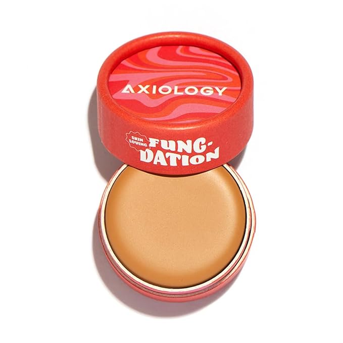 Axiology Fungdation Mushroom Foundation Face Makeup Creamy Wrinkle Defying Minimize Fine Lines Infused with Reishi Deep Hydration Natural Youthful Look Light to Medium Coverage 11.3g (Shade 9)