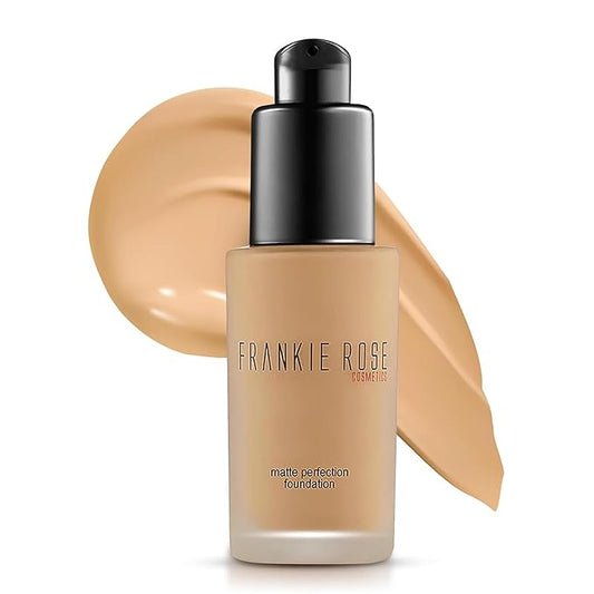 Frankie Rose Cosmetics Matte Perfection Foundation Makeup – Long-Lasting, Hydrating Foundation for Semi-Matte Finish - Foundation Full Coverage for All Skin Types - (Olive) 1.0 US fl oz / 30 ml